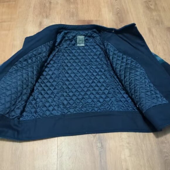 Gap Wool Jacket Women's Petite Medium Green Black Plaid - Picture 2 of 3